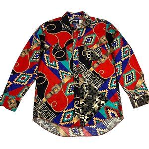 Vintage Wrangler Western Aztec Cape Shirt 16-34 X-Long Tails USA